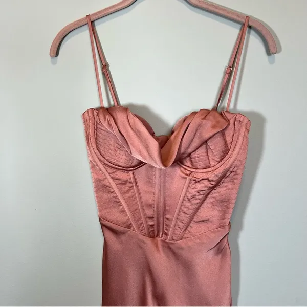 House of CB Myrna Rose Pink Satin Corset Midi Dress‎ XS NWT - Image 3