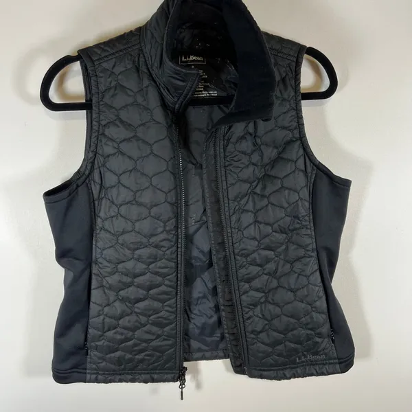 LL Bean PrimaLoft Packaway Vest Womens Small Black‎ Quilted Full Zip Gorpcore - Image 5