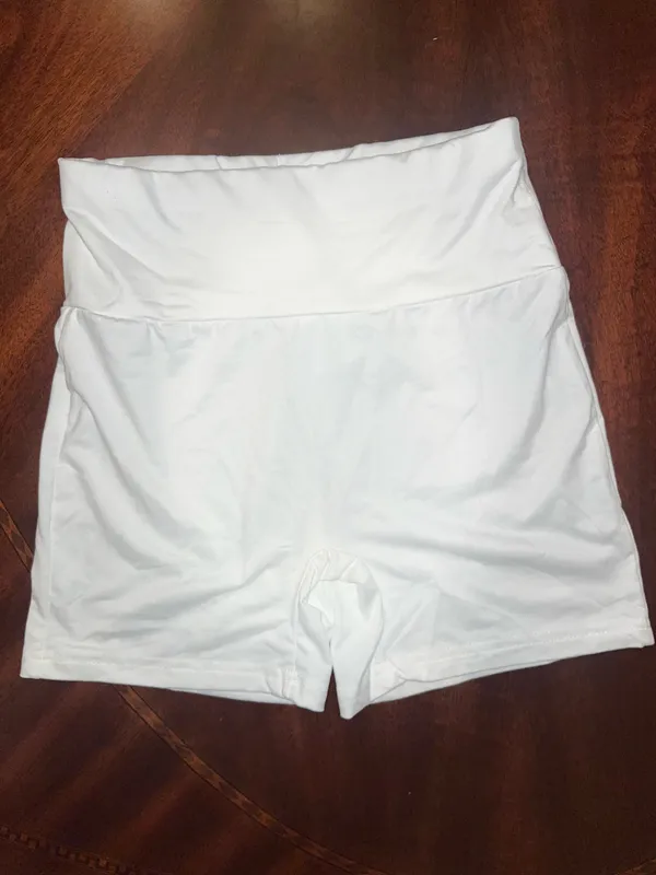 SHEIN White High Waisted Biker Shorts | Size Medium - Image 3