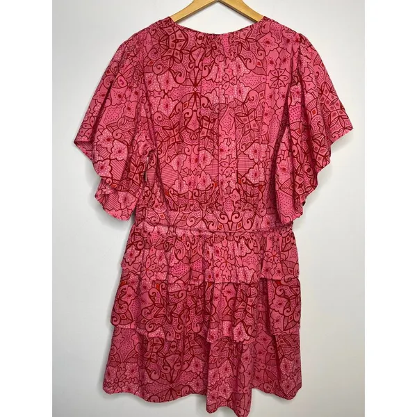 Tuckernuck Ro’s Garden Hunan Floral Mini Dress M Pink Flutter Sleeve V Neck NEW - Image 10