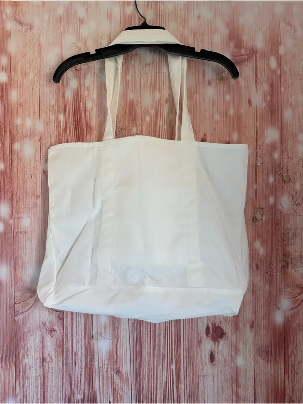 Halara White Logo Green Letter Print Casual Canvas Tote Bag NWT - Image 6