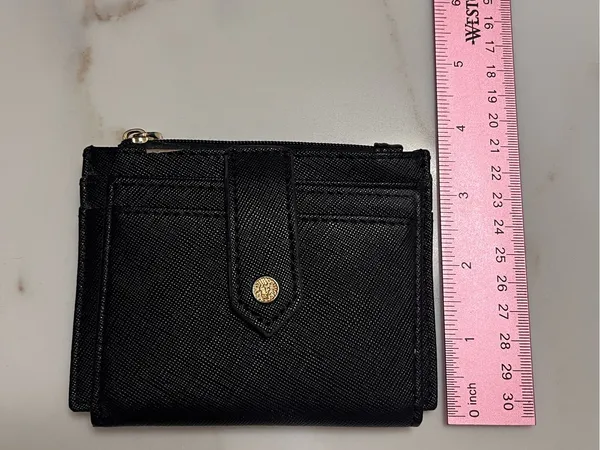 ANNE KLEIN Mini Wallet Card Id Holder Money Fold Black Leather EUC - Image 6