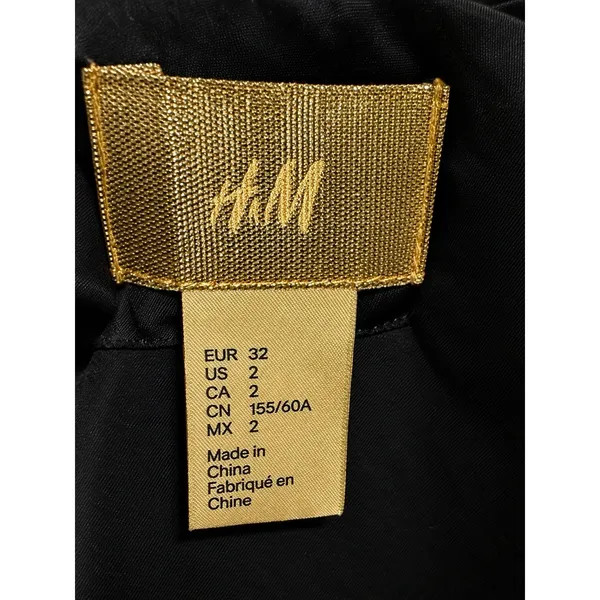 H&M Black Satin Wrap Front Wide Leg Jumpsuit Long Sleeve Size 2 - Image 5