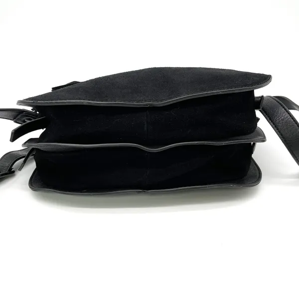 La Diva Crossbody Bag Black Suede Leather Tassel Minimalist Indie Urban‎ Edgy - Image 4