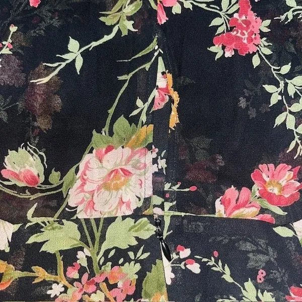 Reformation Mckendrie Floral Sheer Collar Short Sleeve Mini Shirt‎ Dress Black 2 - Image 9