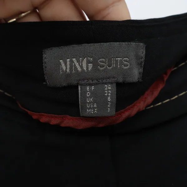 Mango MNG Suits Black Contrast Stitch Straight Leg Trousers Size 2 - Image 2
