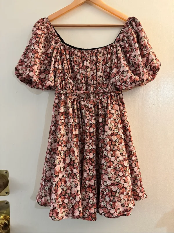 NWT Altar'd State Rochelle floral mini dress smocked bodice puff sleeves Sz S - Image 6