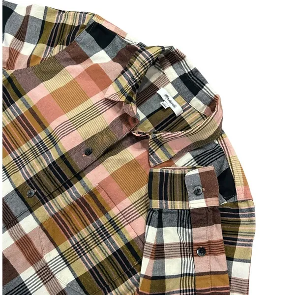 Madewell Plaid Flannel Shirt Button Long Sleeve Dark Academia Indie Sleaze - Image 2