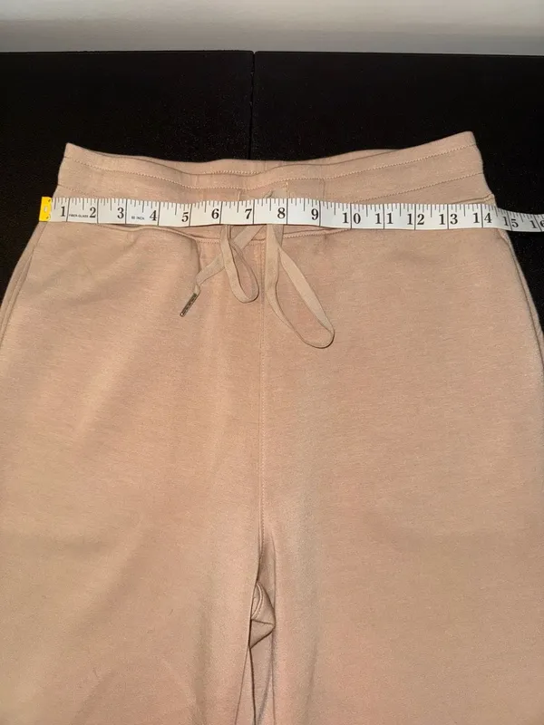 Caracilia Women's Beige Wide Leg Drawstring Lounge Knit Pants Size S - Image 6