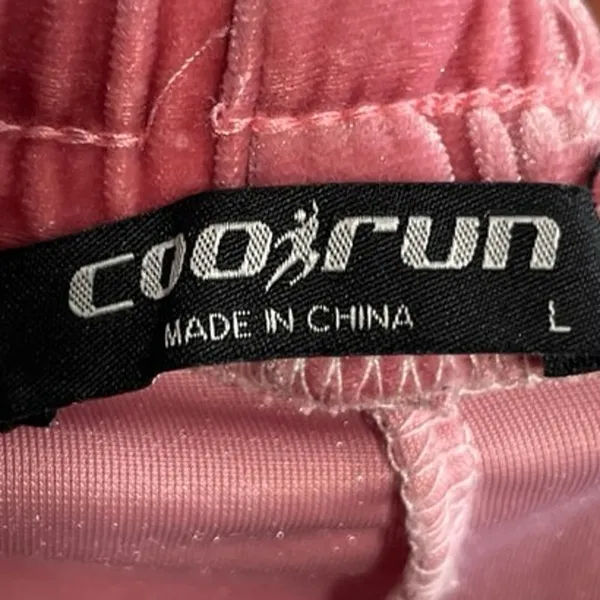 Coolrun Women's Pink Ombre Velour Velvet High Waisted Lounge Sweat Pants Size L - Image 4