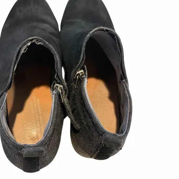 TOMS Black Suede Ankle Boots Block‎ Heel Casual Comfort Shoes Womens Size 8.5 M - Image 5