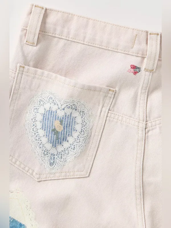 NWOT Free People We The Free Tinsley Printed Jeans Illusions Heirloom Ivory - 26 - Image 9