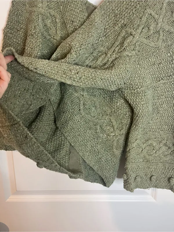 Far Away From Close Wool Blend Crossback Sweater Anthropologie Cable Cardigan S - Image 6