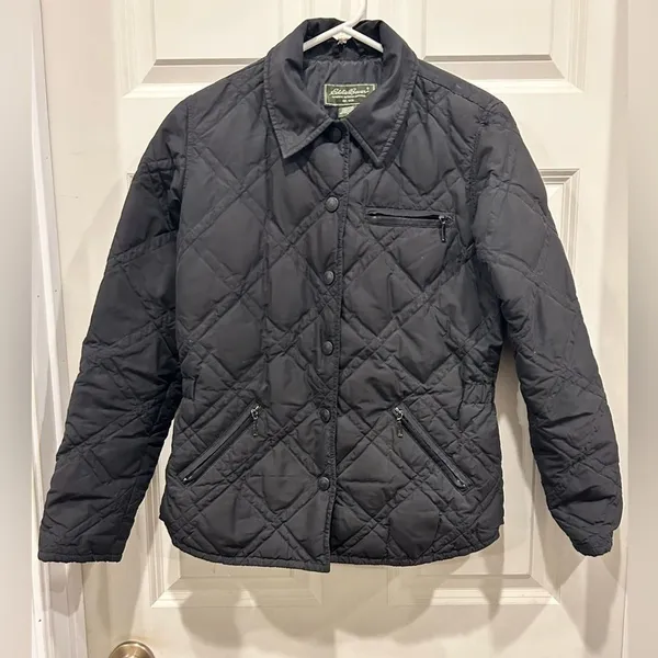 Eddie Bauer Womens Black Diamond‎ Quilted Goose Down Puffer Jacket Size S Small - Image 6