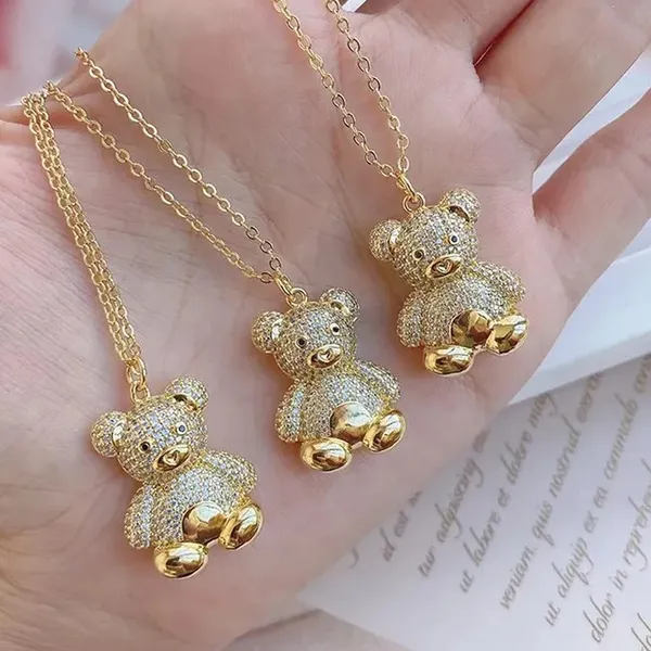 Beautiful Gold Teddy Bear Crystal Necklace, Bling, Cute for Wife, Daughter - Image 2