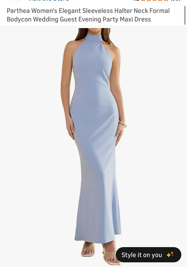 parthea Baby Blue Halter Formal Dress - Image 3