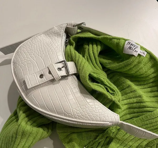 White Saddle Purse Handbag - Image 6