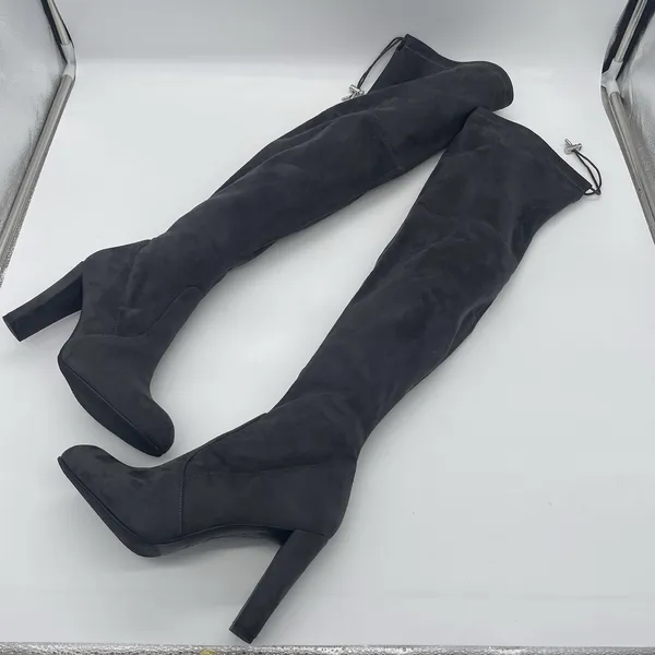 Sam Edelman Womens 8 Boots Kent Over the Knee Dark Gray Soft Vegan Suede Hi Heel - Image 3