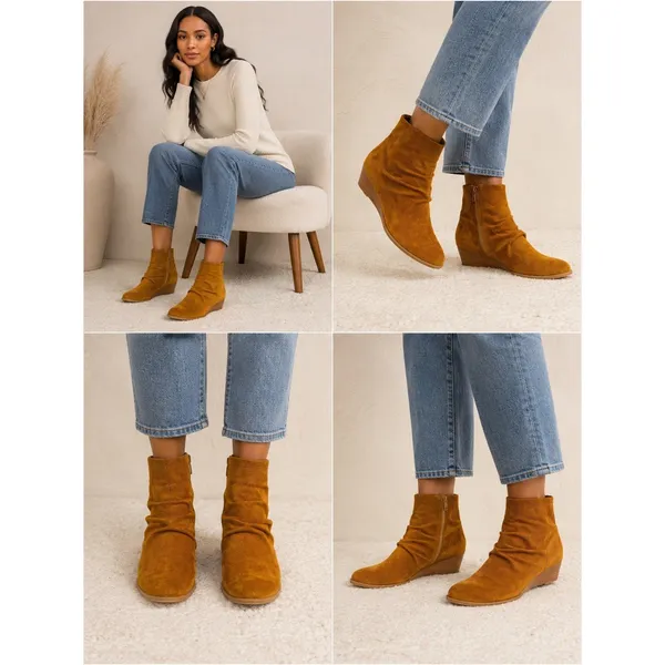 Franco Sarto Women's Suede Pleated Booties 8.5M - Image 3