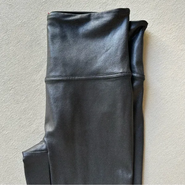 Spanx SPANXshape Faux Leather Shiny Black Leggings - Image 6