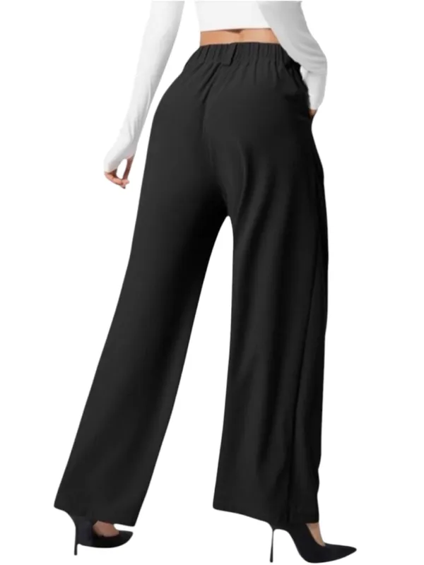 Halara High Waisted Plicated Side Pocket Wide Leg Waffle Work Pants Size L(Petit - Image 2