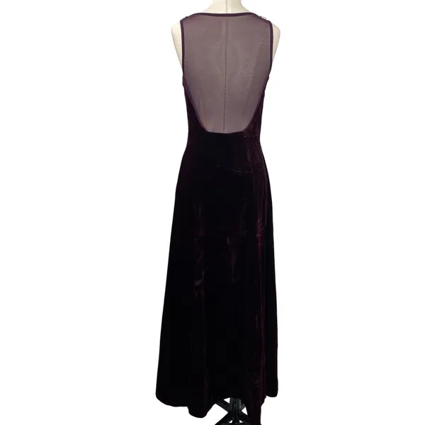 Vintage 90s Scott Mcclintock Beaded Velvet Gown Sheer Low Back Purple 6 - Image 8