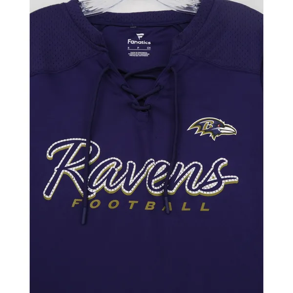 Fanatics Baltimore Ravens Womens Purple Lace Up Rhinestone Jersey Shirt Small - Image 3