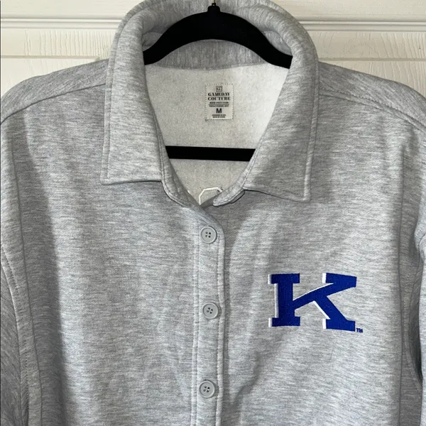 Kentucky Wildcats Game Day Couture Gray/Blue Fleece Button Down Shirt Sz Med‎ - Image 6