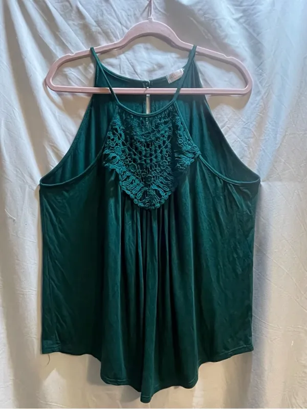 Dark green spaghetti strap halter top women’s‎ size XL - Image 4