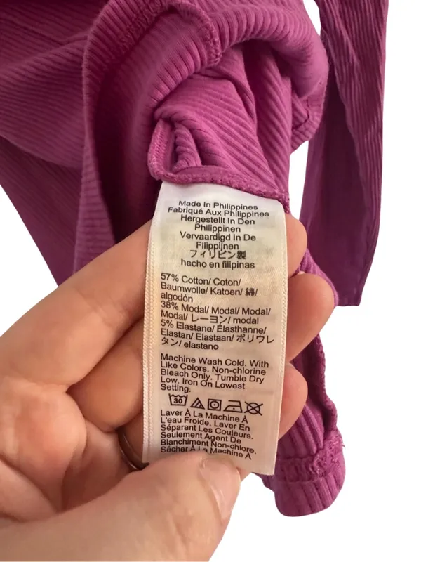 J. Crew Long Sleeve Ribbed Top - Plum - Image 3