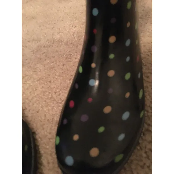Merona Women's Polka Dot Rain Boots Rubber Boots Water Black Size 9 - Image 3