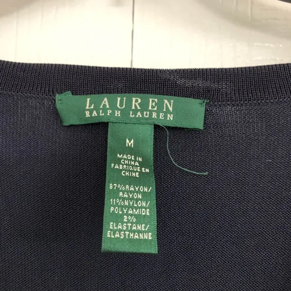 Lauren Ralph Lauren womens striped lightweight cardigan blue/white medium - Image 2