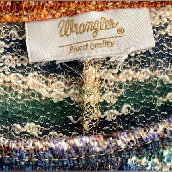 Vintage Retro Wrangler Earthy Striped Textured High Low Hem Knit Tee Small - Image 5