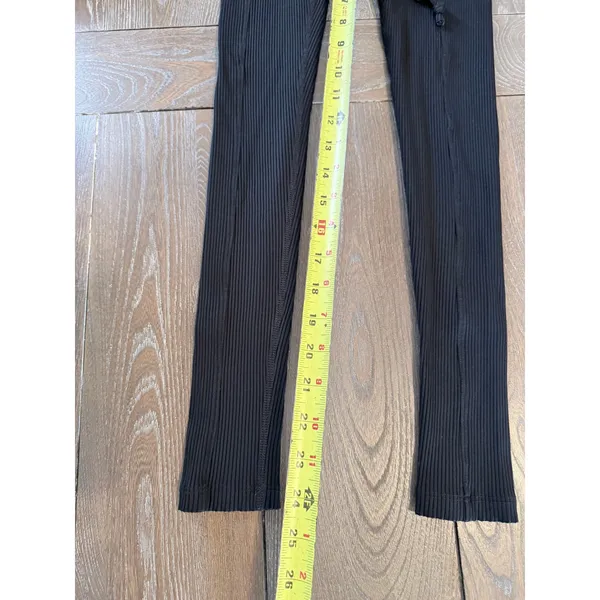 Year of‎ Ours Ribbed Lace Up Football Leggings Womens Black S - Image 4