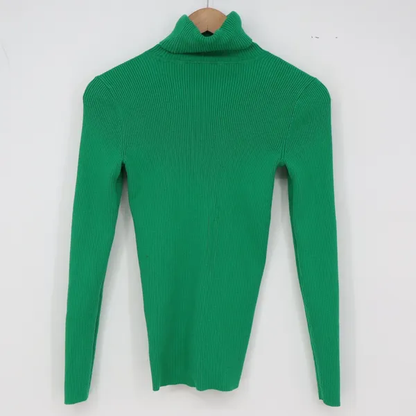 Unbranded Sweater Womens XS Turtleneck Ribbed Green Long Sleeve Excellent - Image 2