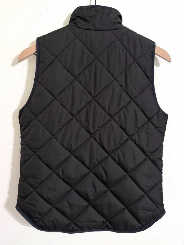 J. Crew Puffer Vest with Snap Pockets, black with gingham lining, size XS - Image 6