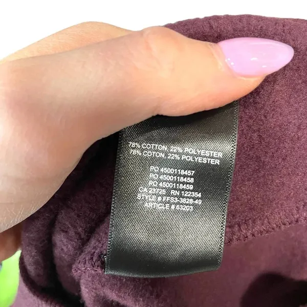 Aritzia Tna Cozy Fleece Perfect‎ Hoodie Sweatshirt Pullover Dark Purple Size XXS - Image 9