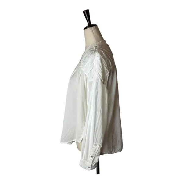 Anthropologie Pilcro‎ Henley Popover Shirt Women XS White Long Sleeve Preppy - Image 7