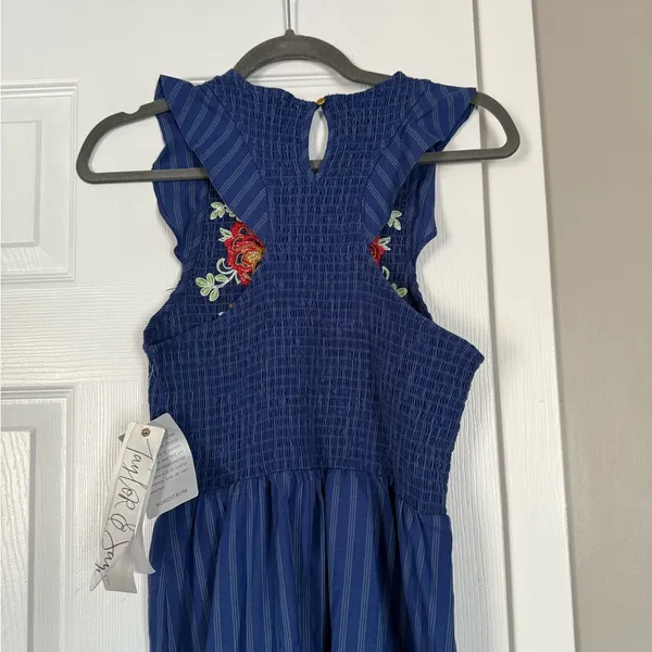 Tanya Taylor And Sage Blue Floral Embroidered Ruffle Sleeveless Maxi Dress Summer - Image 11