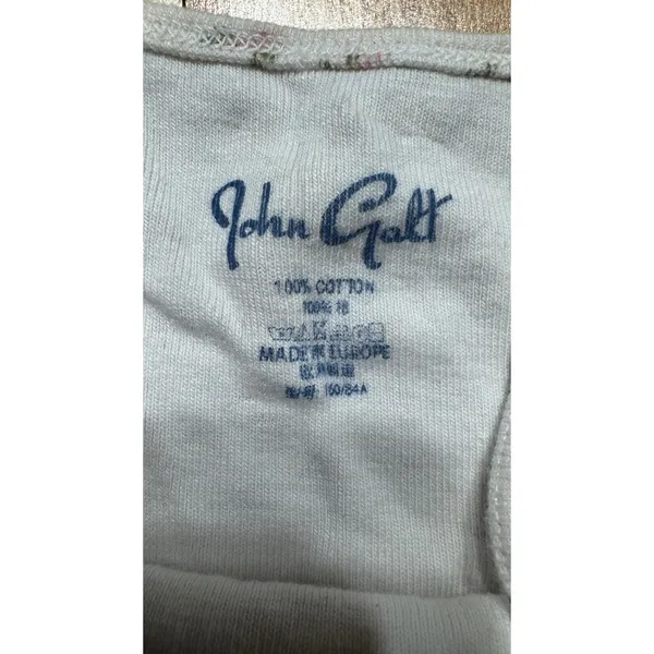 John Galt Brandy Melville White Pink‎ Floral Lettuce Trim Crop Cami Top Size S - Image 2