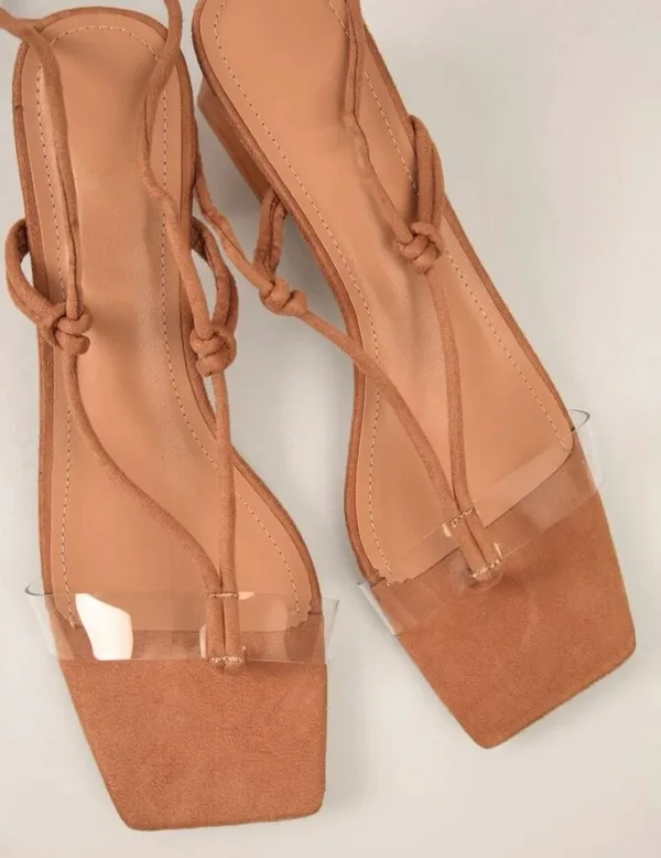 SheIn Tan Suede Heel Sandals - Image 2