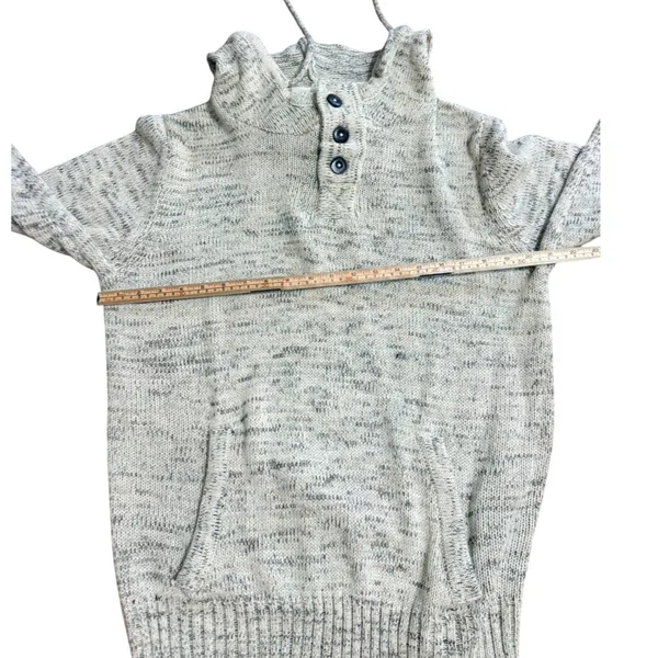Ministry of Fashion 1886 Marled Knit Henley Hoodie Sweater Cream Grey Medium - Image 6
