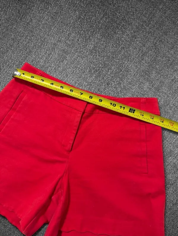 Women’s Red Scalloped Hem Cotton Blend Shorts - Image 6