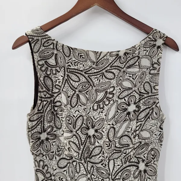 Connected Apparel Womens Dress 12 Brown Floral Sleeveless Drop Waist Midi Flowy‎ - Image 3
