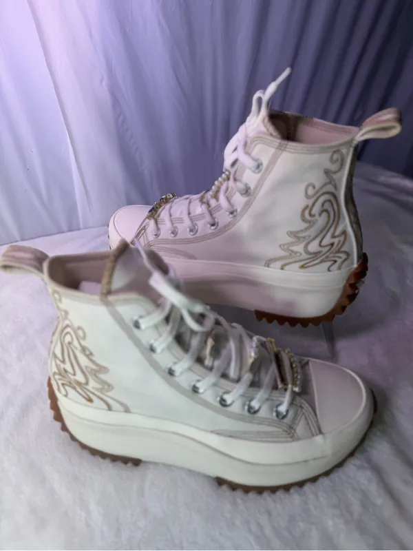 Converse Cream High-Top Sneakers with Tan Stitching - Image 4