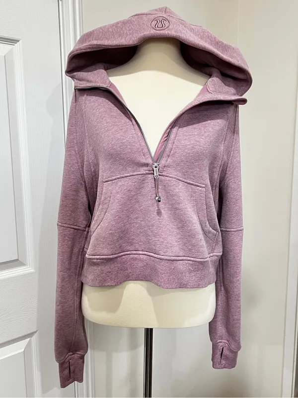 Lululemon Scuba Oversized Half-Zip Hoodie Heathered Pink Taupe Size XS/S Fleece - Image 9