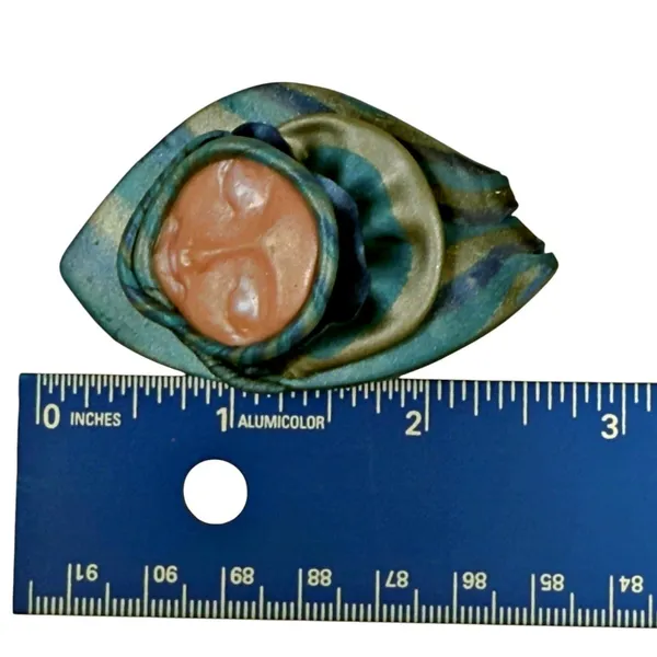 RARE Polymer Abstract Sleeping Face Brooch Pin SIGNED Art Nouveau Modernist - Image 6