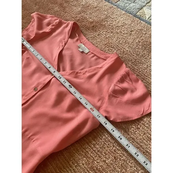 Loft Datlet Pink Button Down Short Sleeve Women’s Dress-Shirt Size 4P - Image 4