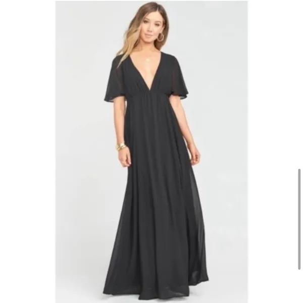 SHOW ME YOUR MUMU Faye Flutter Maxi Black Women's Chiffon‎ Dress M $198 - Image 3