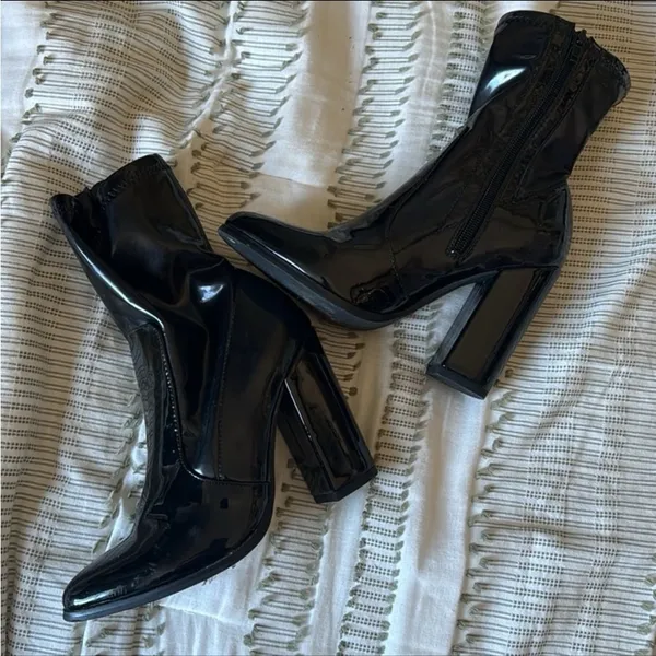 Black Patent Leather Ankle Boots - Image 2